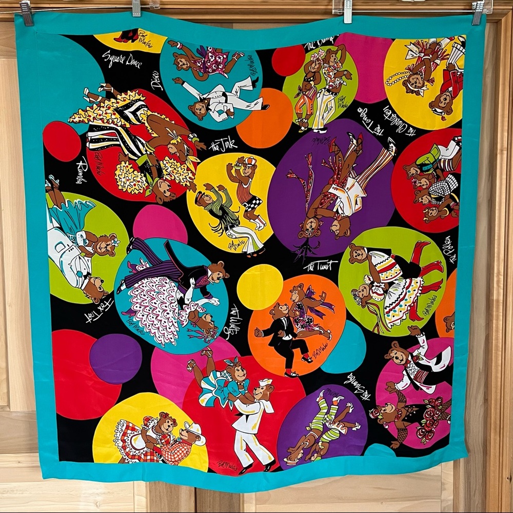 💜 Best Price Ever! Original Bob Mackie Wearable Art Dancing Bears 100% Silk - Picture 4 of 13